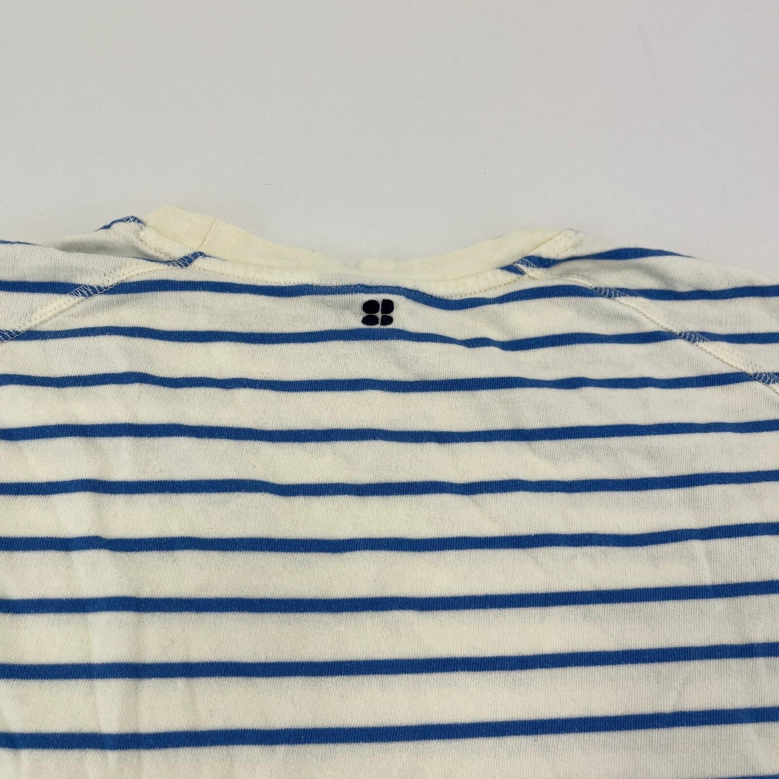 Sweaty Betty After Class Cropped Sweatshirt size XS Oversized White/Blue Striped