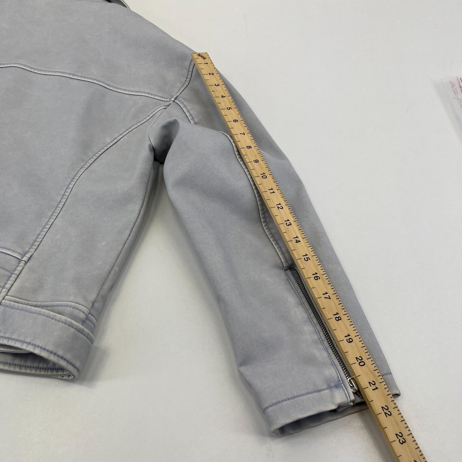 Rita Ora Light Grey Faux Leather Biker Jacket with Belt size 10/12