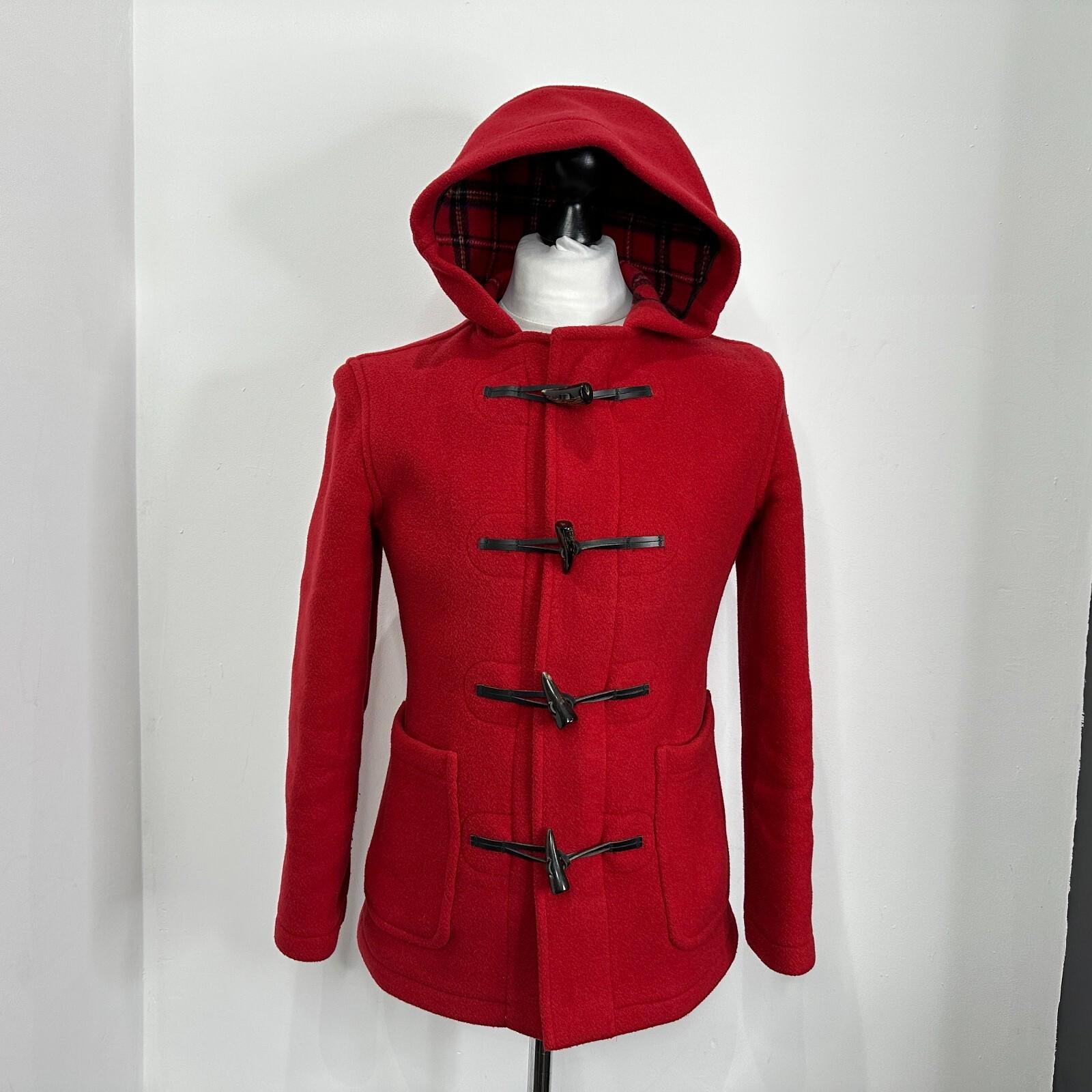 John Partridge Women's Wool Blend Duffle Coat in Red size 10 Handmade in England