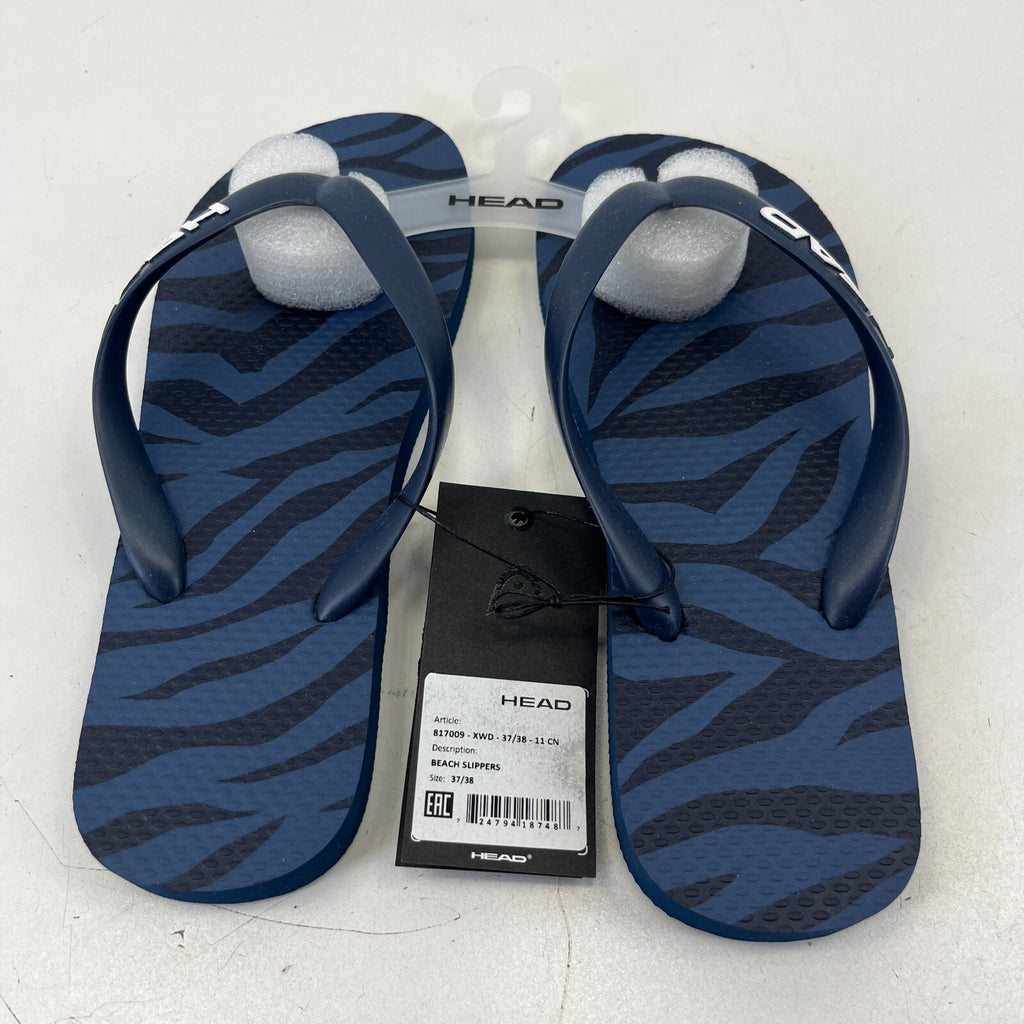Head Flip Flops Beach Slippers Blue/Black Tiger Stripe Womens size UK 5 EU 37/38