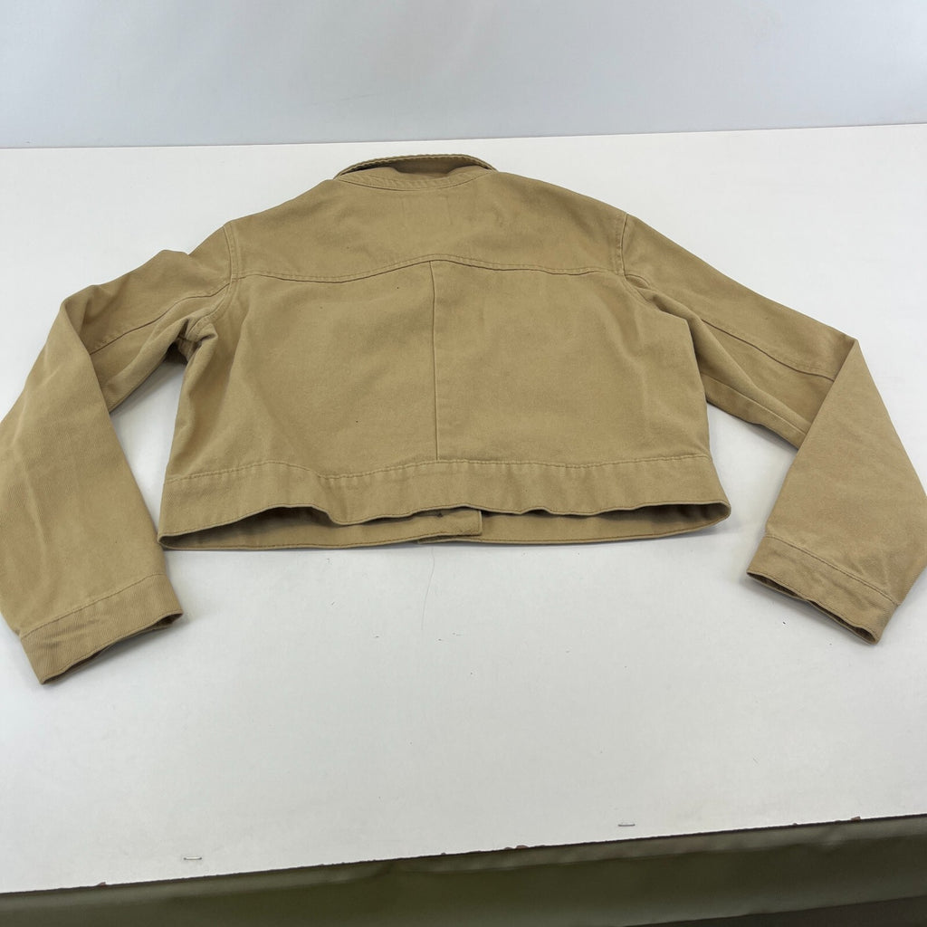 Denim Co Women’s Cropped Khaki Brown Denim Jacket UK size 10 Long Sleeve