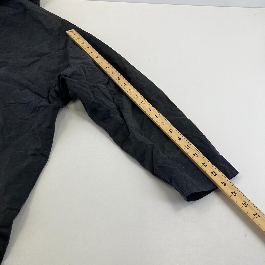 Mc Orvis Wax Jacket Mens size M Black Waxed Coat with Hood Made in the UK