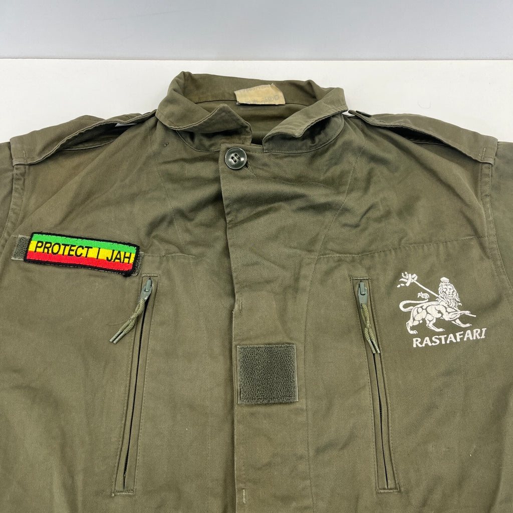 Custom Vintage French Army Jacket Rasta Rastafari Jah Smock size L (112M)