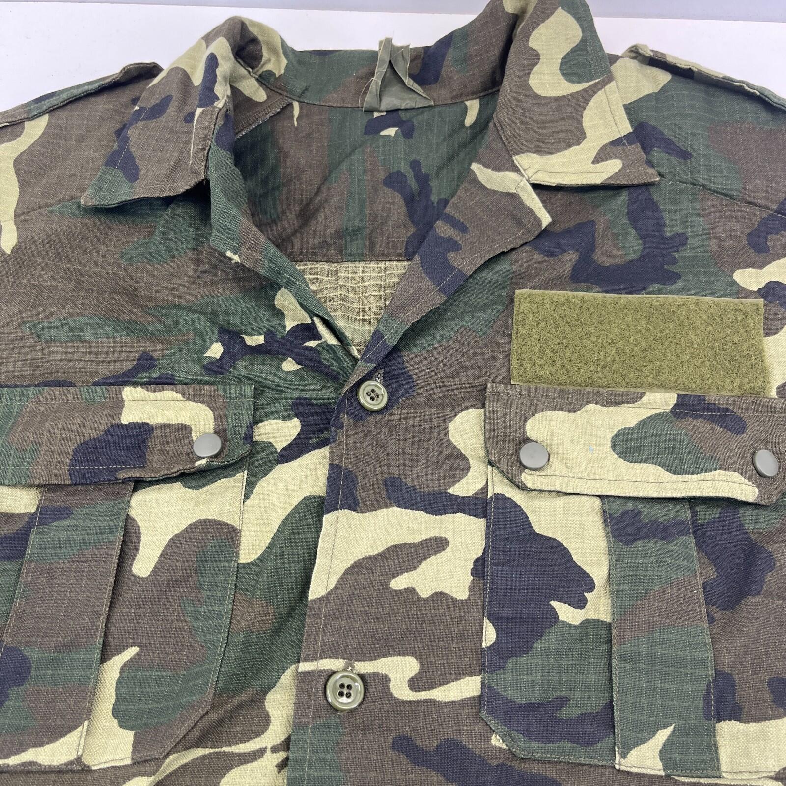 Genuine Spanish Army Combat Shirt Short Sleeve Woodland Camo Ripstop size L