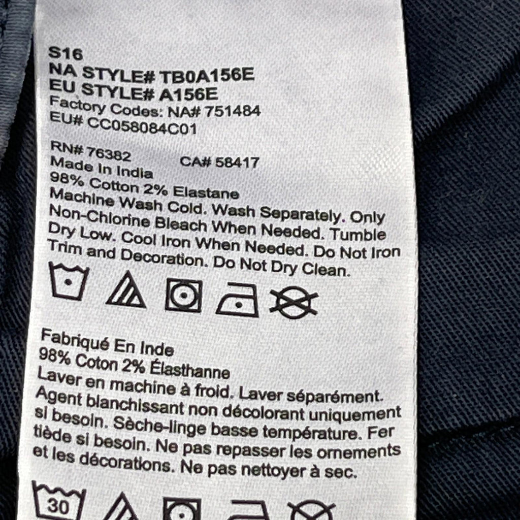 Timberland Men Blue Slim Tapered Chino Trousers Pants Zip Fly Cotton W32" L32"