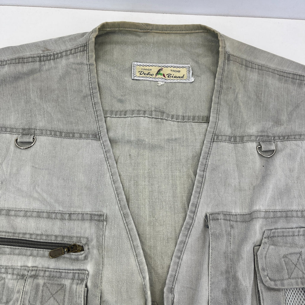 Duke Biaud Men's Grey Denim Waistcoat Hunting Fishing Multi Pocket Gilet size XL