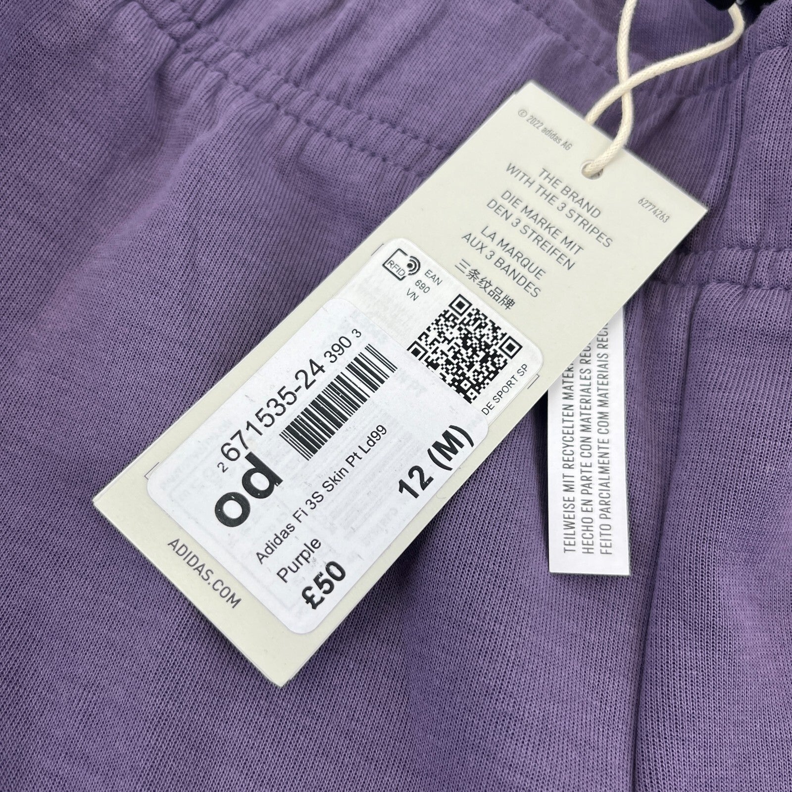 Adidas Women's Purple Jogging Pants Joggers Track Bottom size 12 New SEE Details