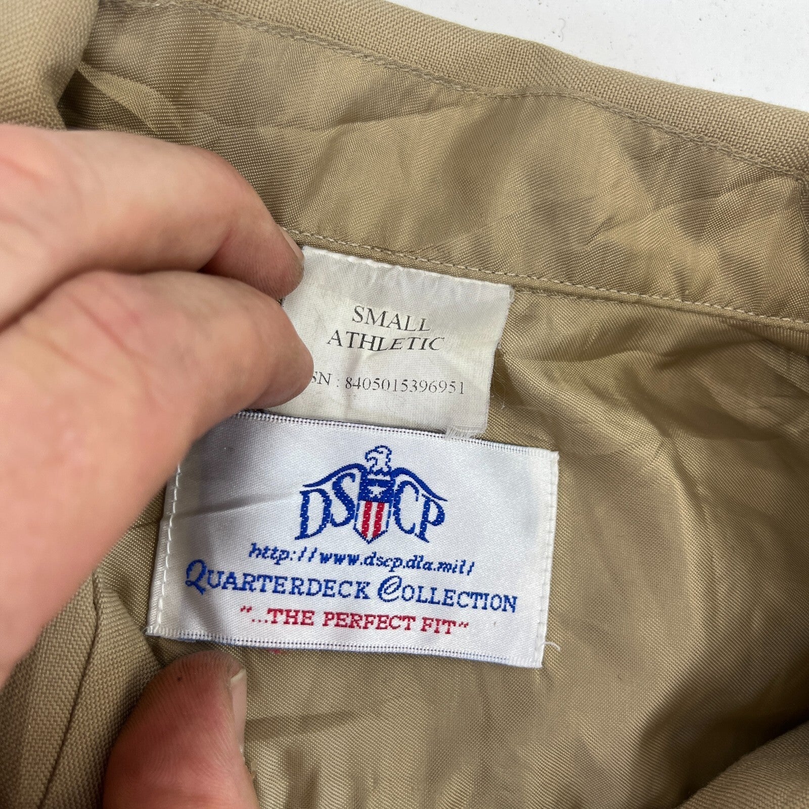 US Navy JROTC Khaki Brown Shirt with Badges size Small