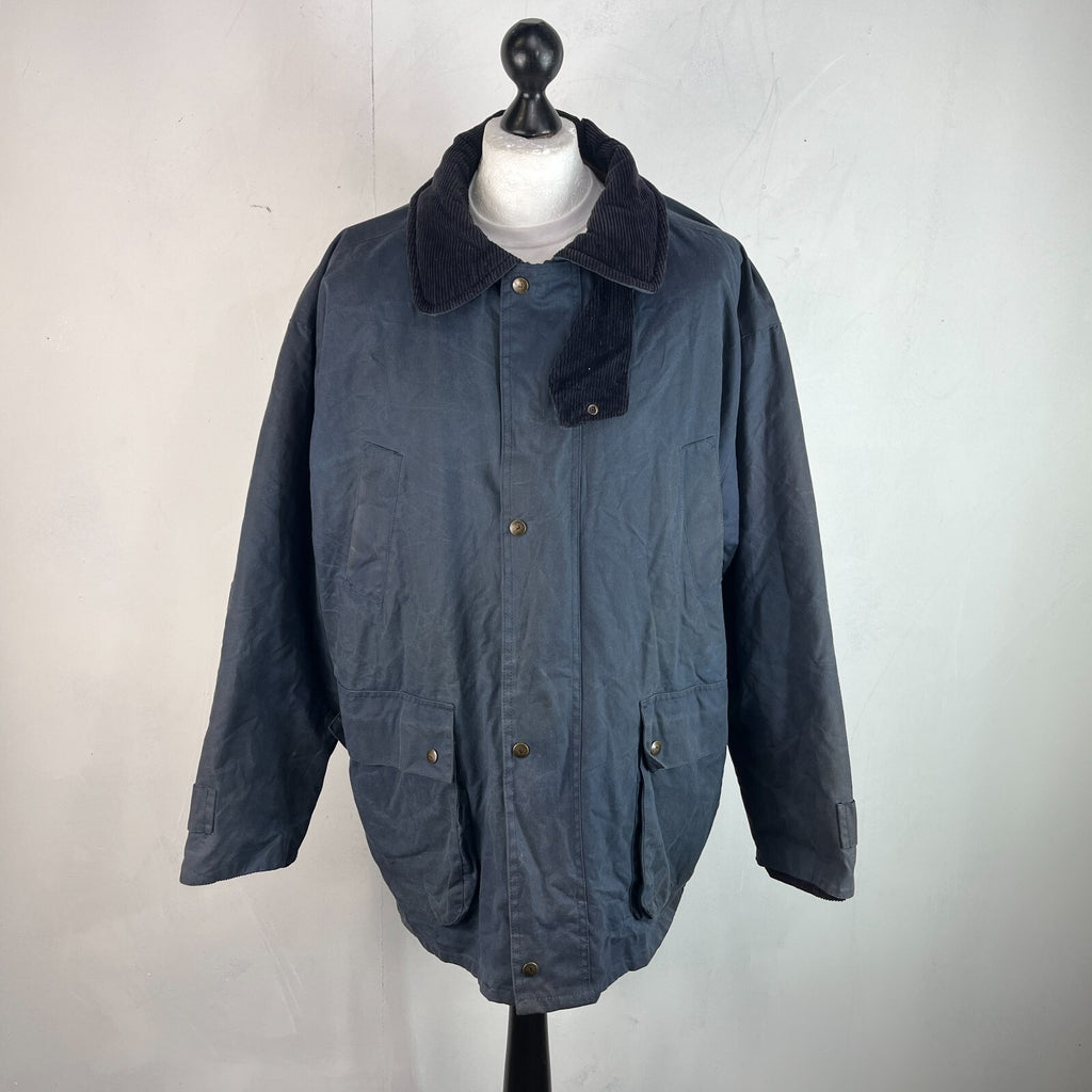 P.G. Field Men's Navy Blue Wax Jacket size XL British Made Outdoor Rural
