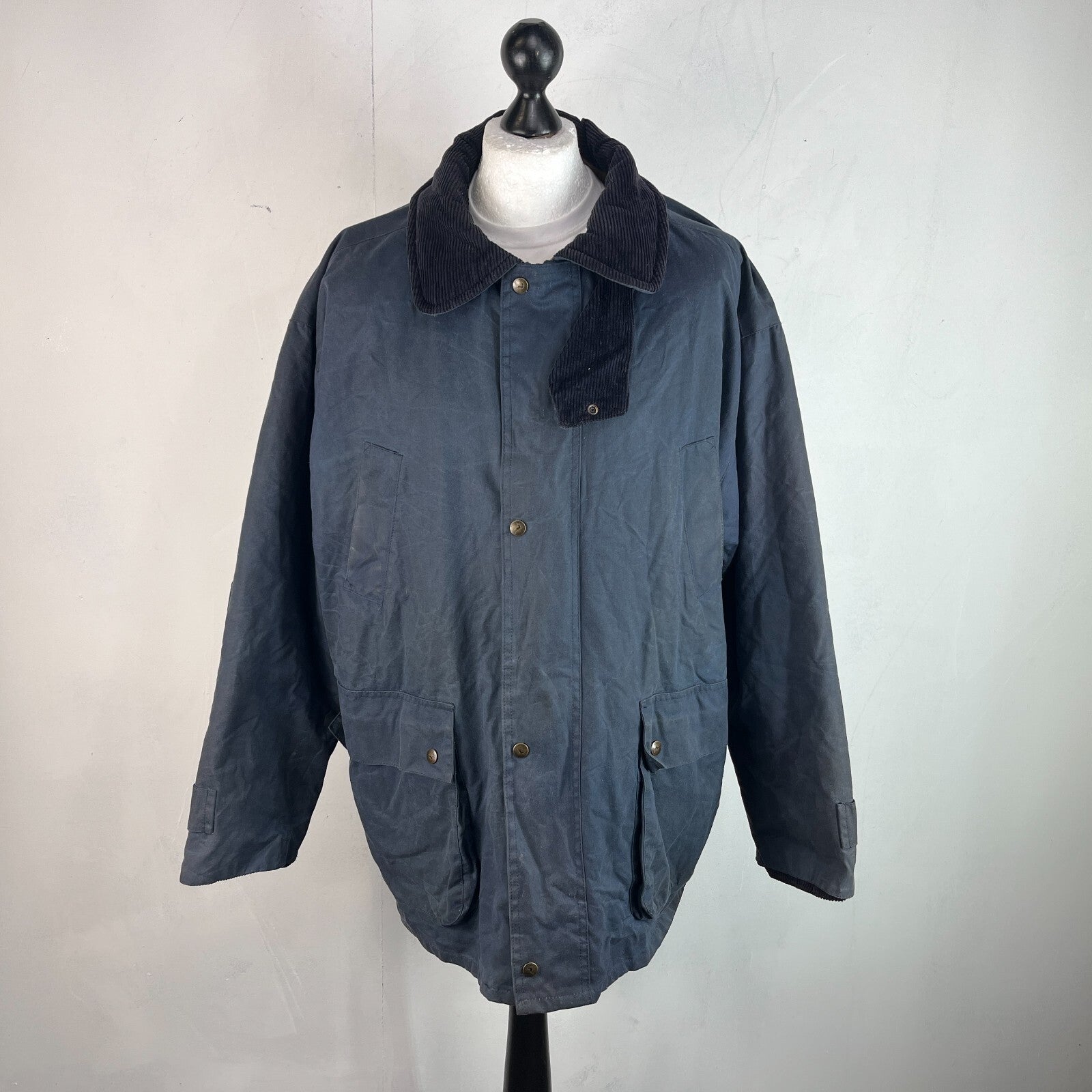 P.G. Field Men's Navy Blue Wax Jacket size XL British Made Outdoor Rural