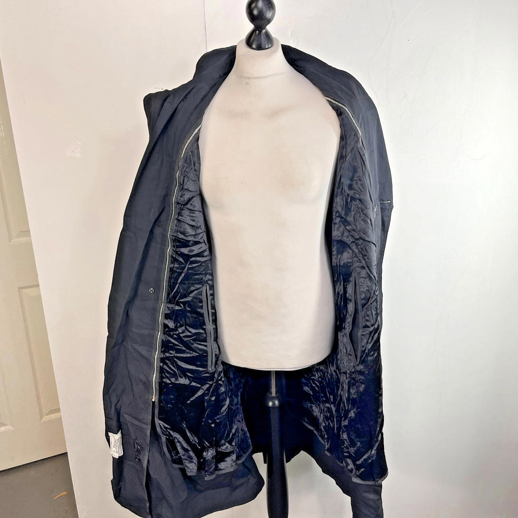Vintage US Army Military Long Trench Coat Raincoat in Black size 42R