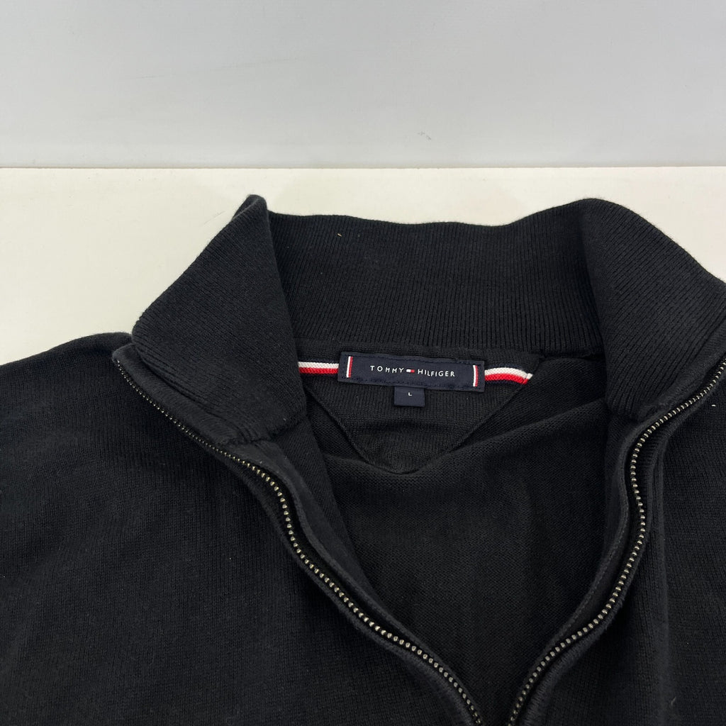 Tommy Hilfiger Women's Knit Turtleneck 1/4 Zip Sweater in Black size Large