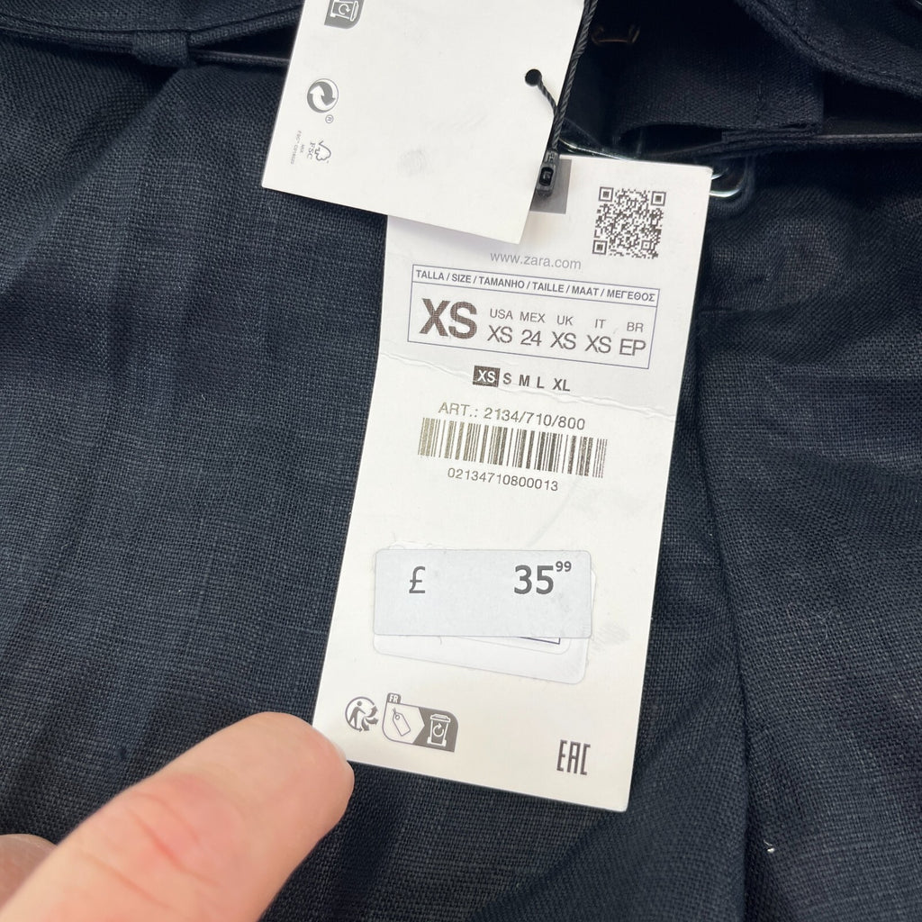 Zara Women's Linen Trousers in Black High Waist Smart Casual size XS