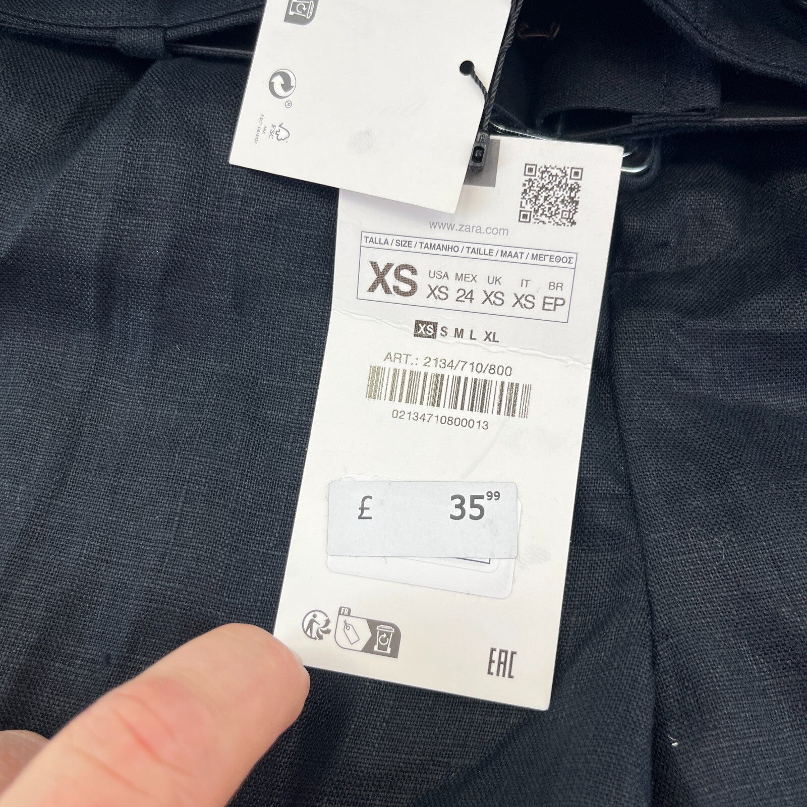 Zara Women's Linen Trousers in Black High Waist Smart Casual size XS