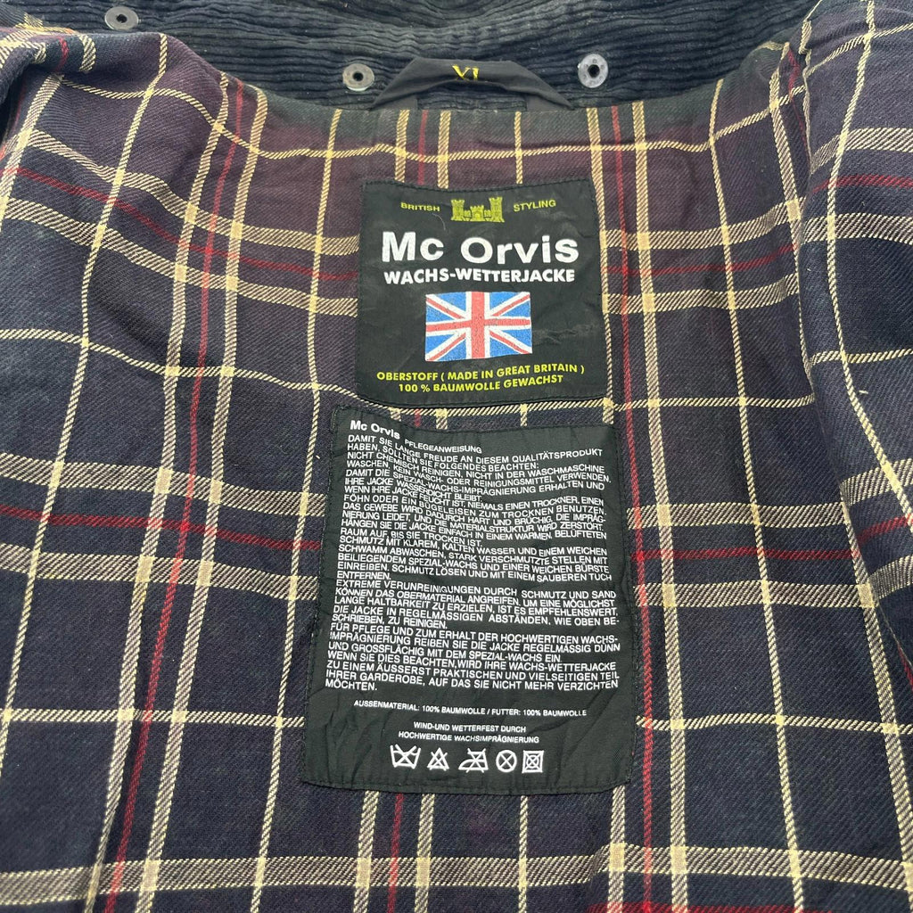 Mc Orvis Wax Jacket Mens size XL Black Waxed Riding Outdoor Coat England