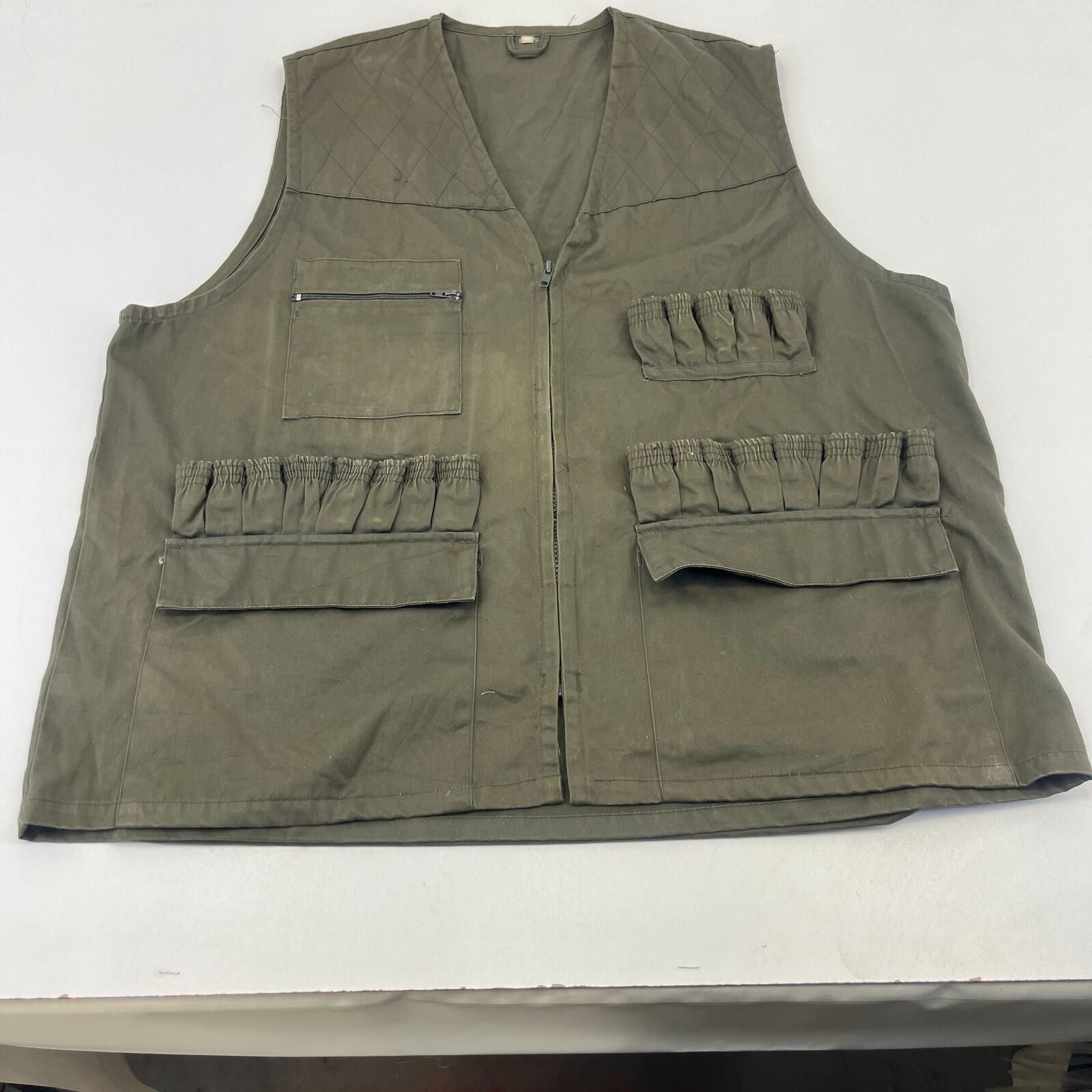 Canvas Waistcoat Gilet Shooting Vest Olive Green Fishing Gamekeeper size XL