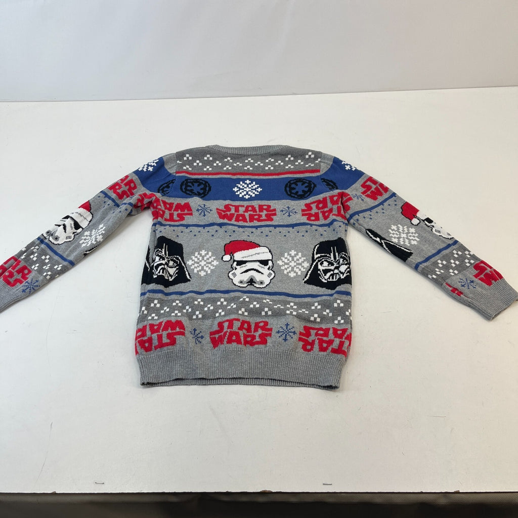 Star Wars Pullover Jumper Grey Crew Neck Fair Isle Long Sleeve Kids size 9 Years