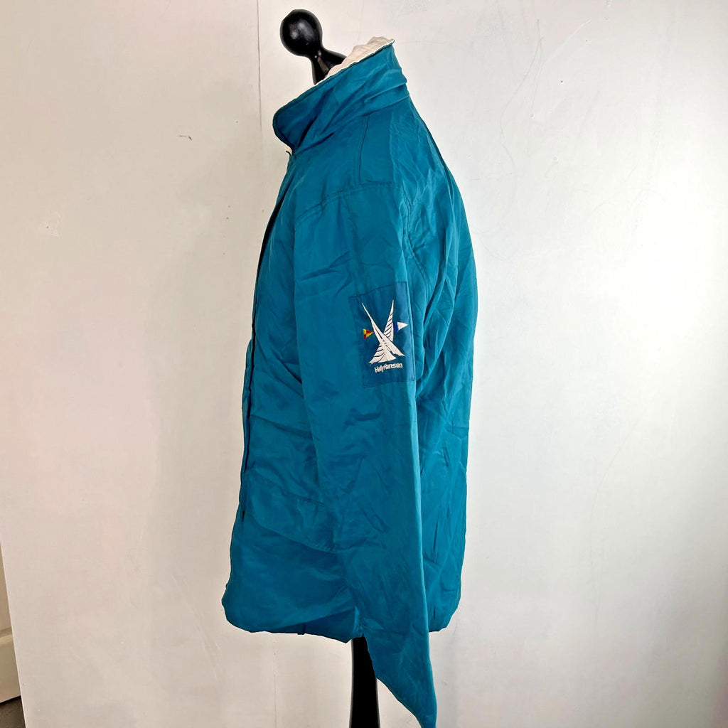 Helly Hansen Mens Vintage Reversible Sailing Jacket size M Teal Green & White