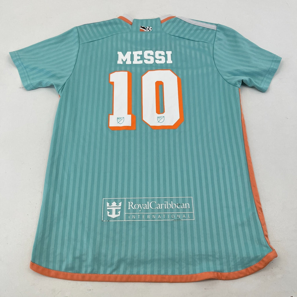 Inter Miami 2024/25 Kids Third Kit Football Shirt Messi 10 Turquoise 12-13 Years
