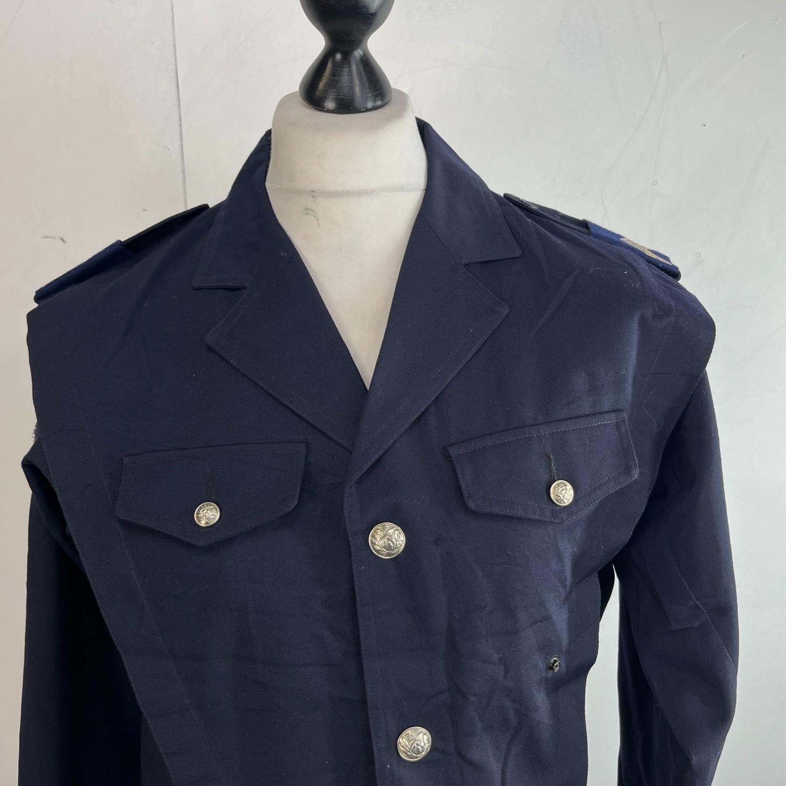 Vintage French Military Dress Uniform Bomber Jacket Navy Blue size T96/100M