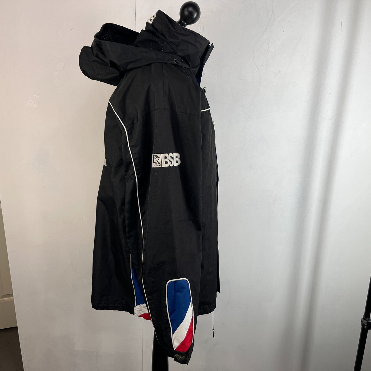 Men's British Superbikes Jacket Black Waterproof Coat with Stow Hood size 2XL