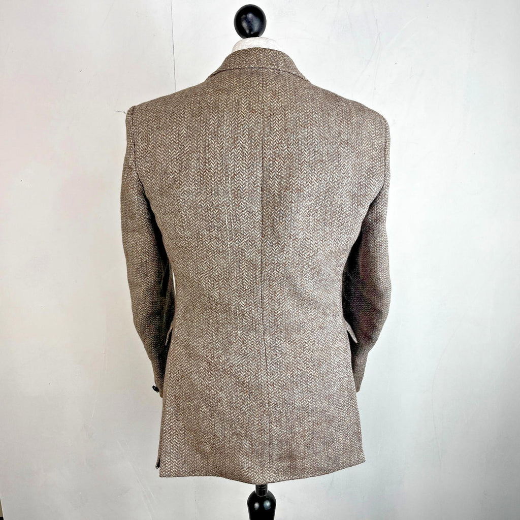 John Lewis Harris Tweed Herringbone Blazer Sport Coat Jacket Beige size 40R