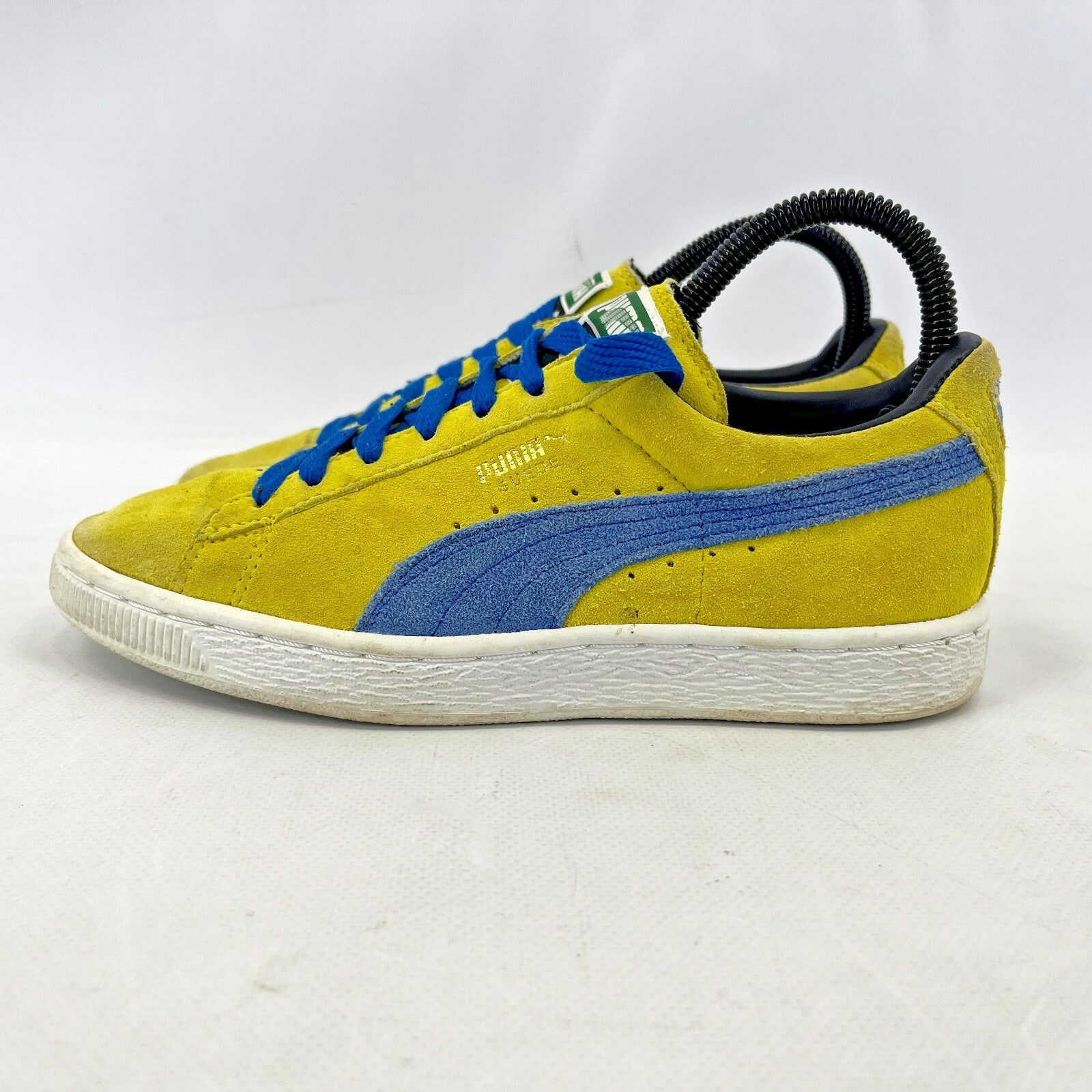 Puma Retro Yellow & Blue Suede Lace Up Trainers Ladies UK size 4