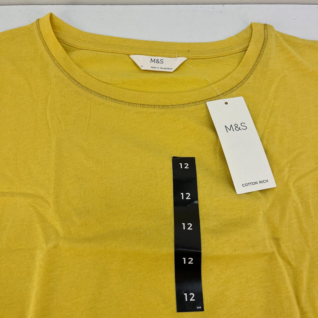 M&S Ladies Pyjama Set size 12 Yellow with Fruit Short Leg Short Sleeve - BNWT