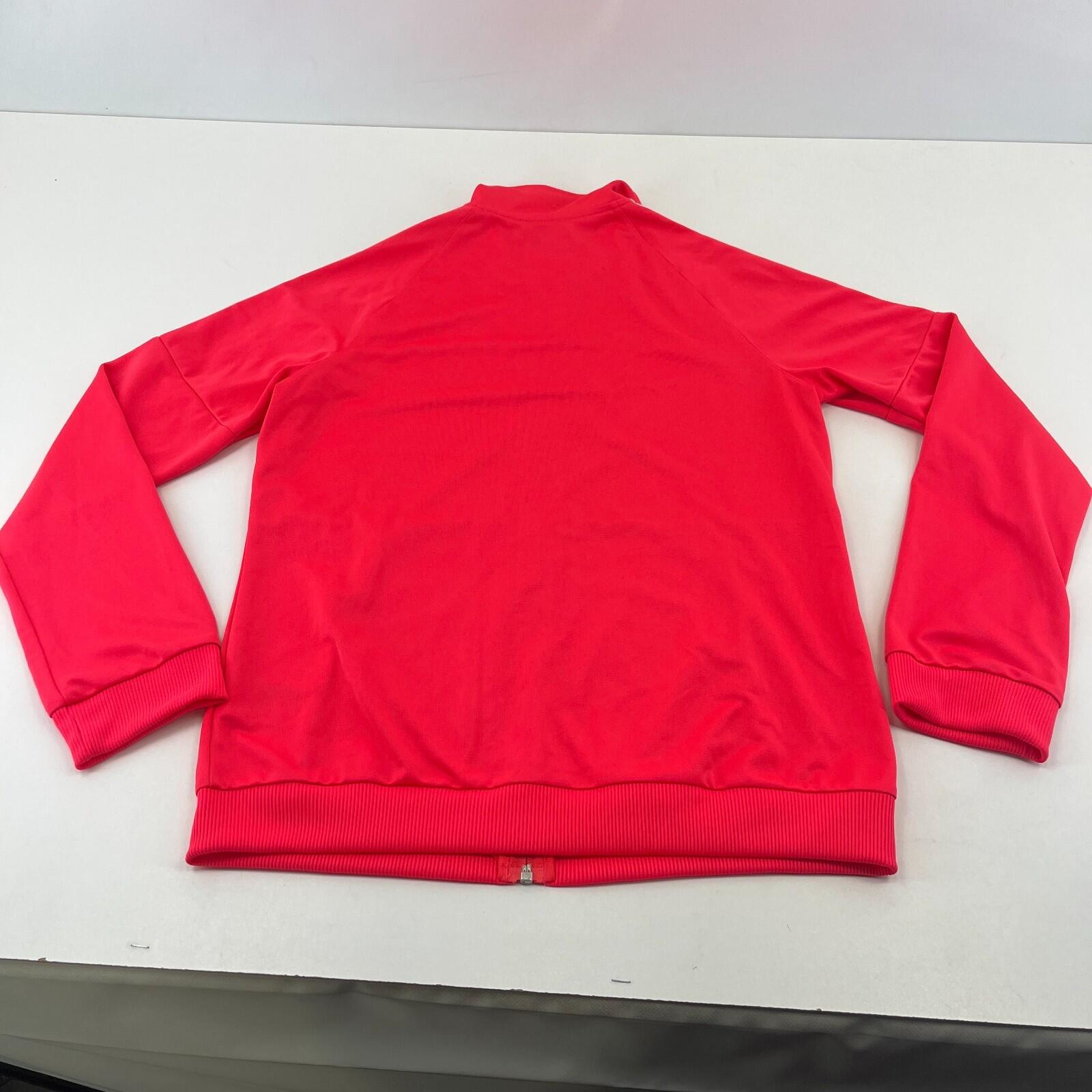 Adidas Women's Bright Pink Track Jacket size 12/14 Zip Athletic Casual