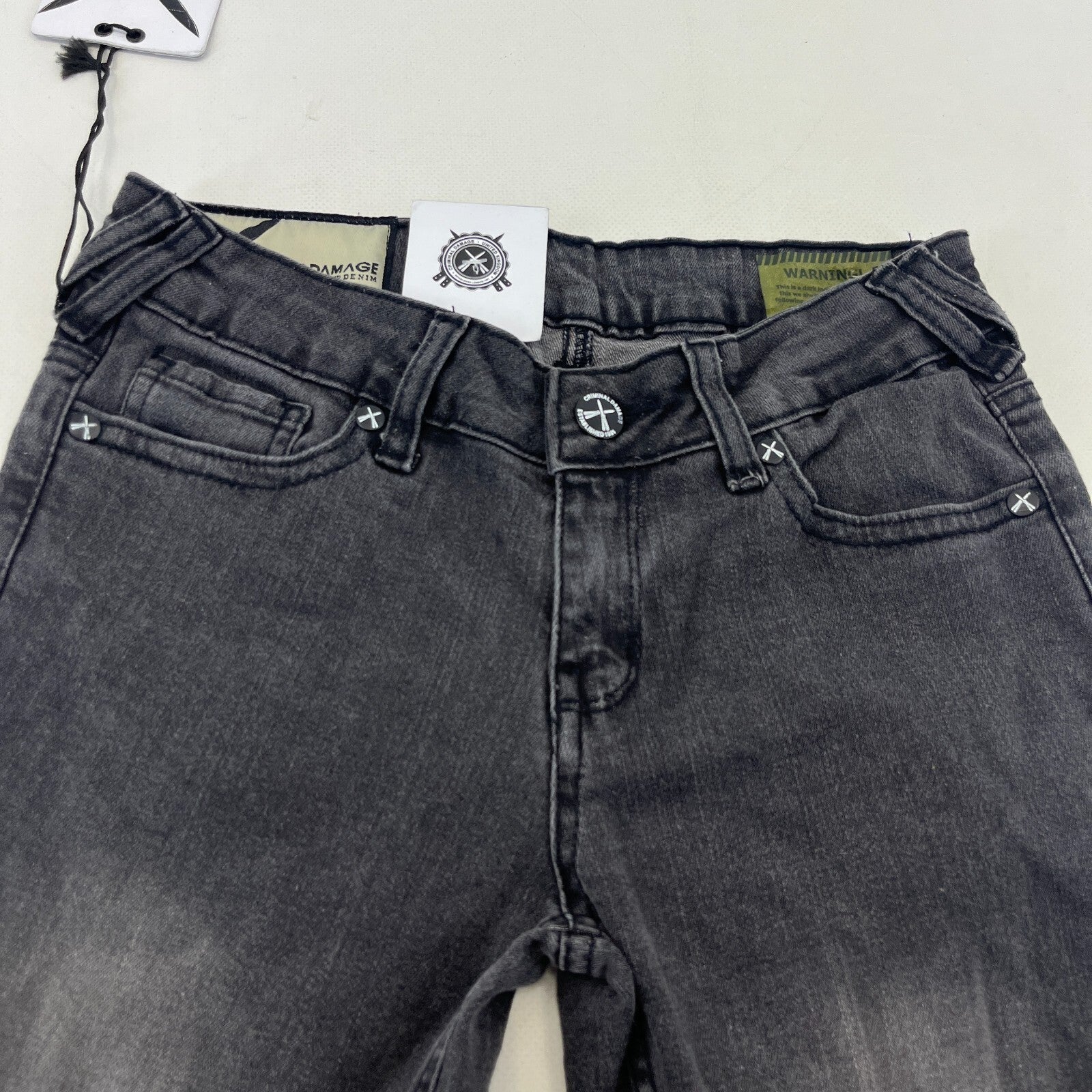 Criminal Damage Koko Ripped Jeans Womens W26 L32 Black Skinny Slim Fit BNWT