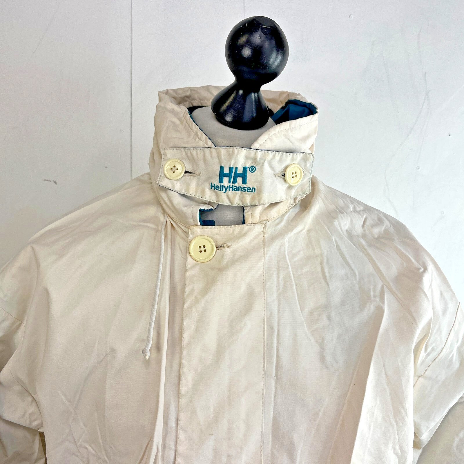 Helly Hansen Mens Vintage Reversible Sailing Jacket size M Teal Green & White