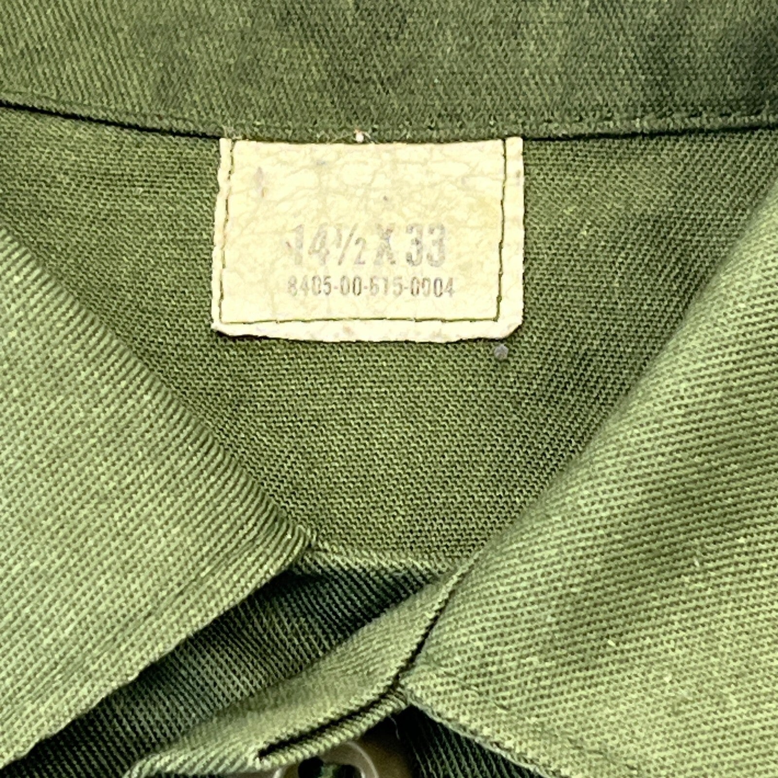 Vintage American Army Military Long Sleeve Dura Press Shirt Olive Green size L