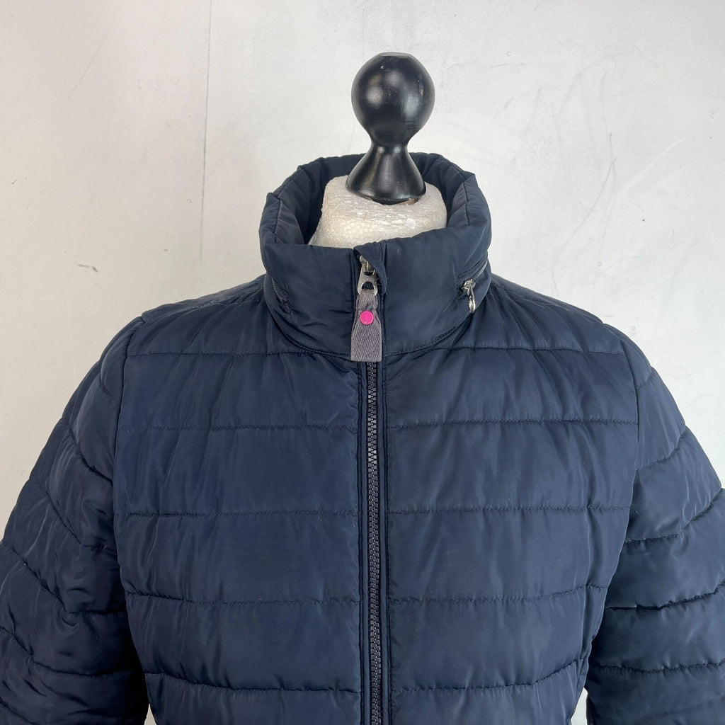 Joules Long Quilted Puffer Jacket Coat Navy Blue Women's UK size 14