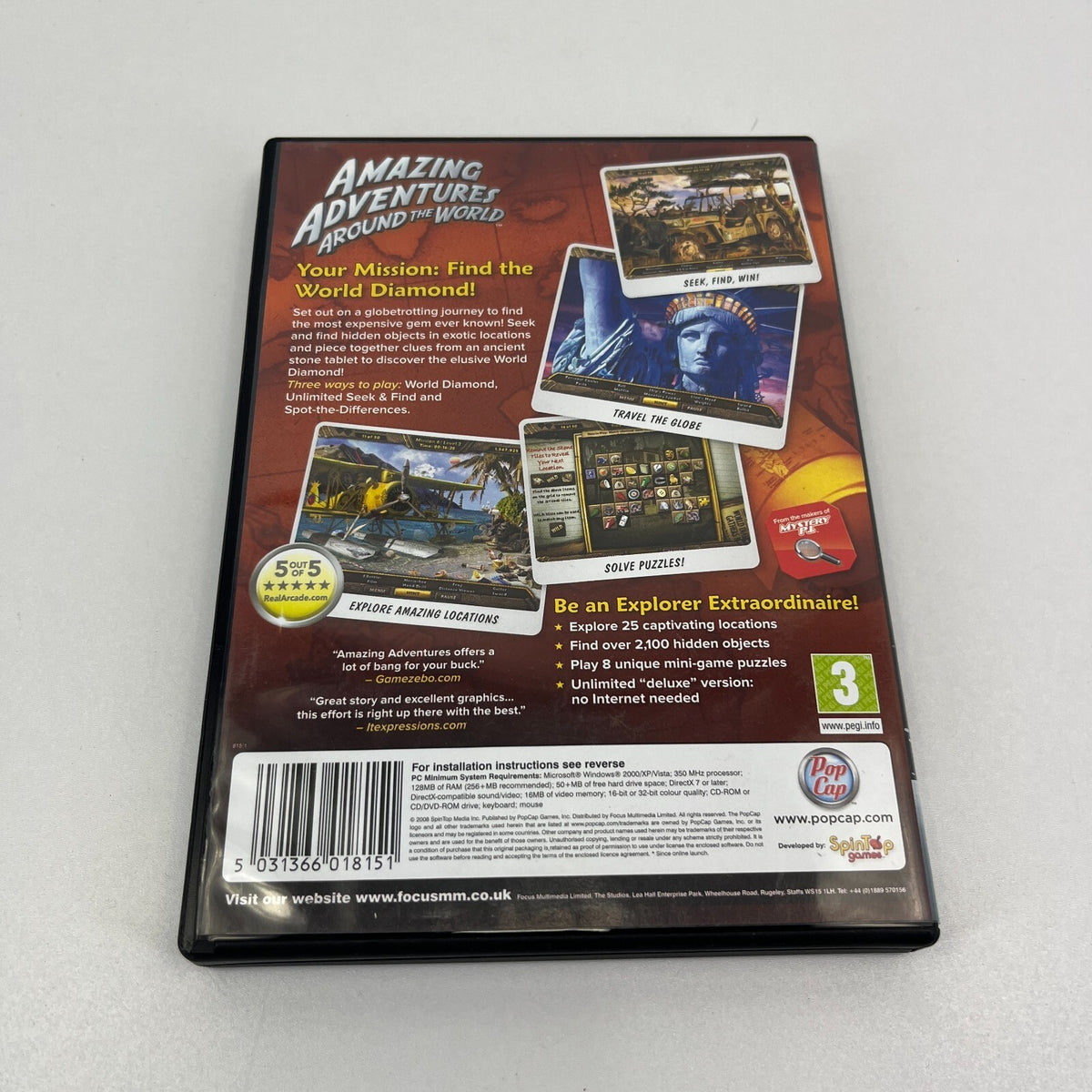 Amazing Adventures Around the World PC CD Rom Computer Hidden Object Game