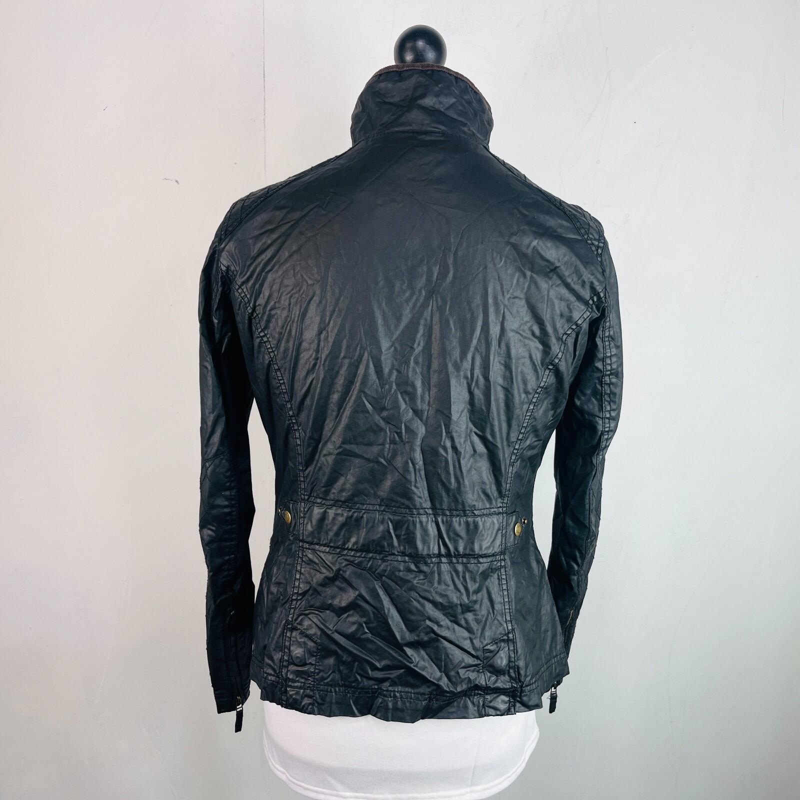 H&M Women's Wax Jacket in Black with Cord Collar size 12