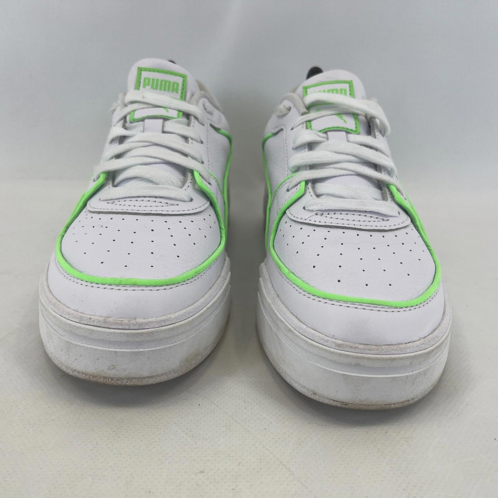 Puma Women's White Trainers with Fluoro Green Piping UK size 7 EUR size 40.5