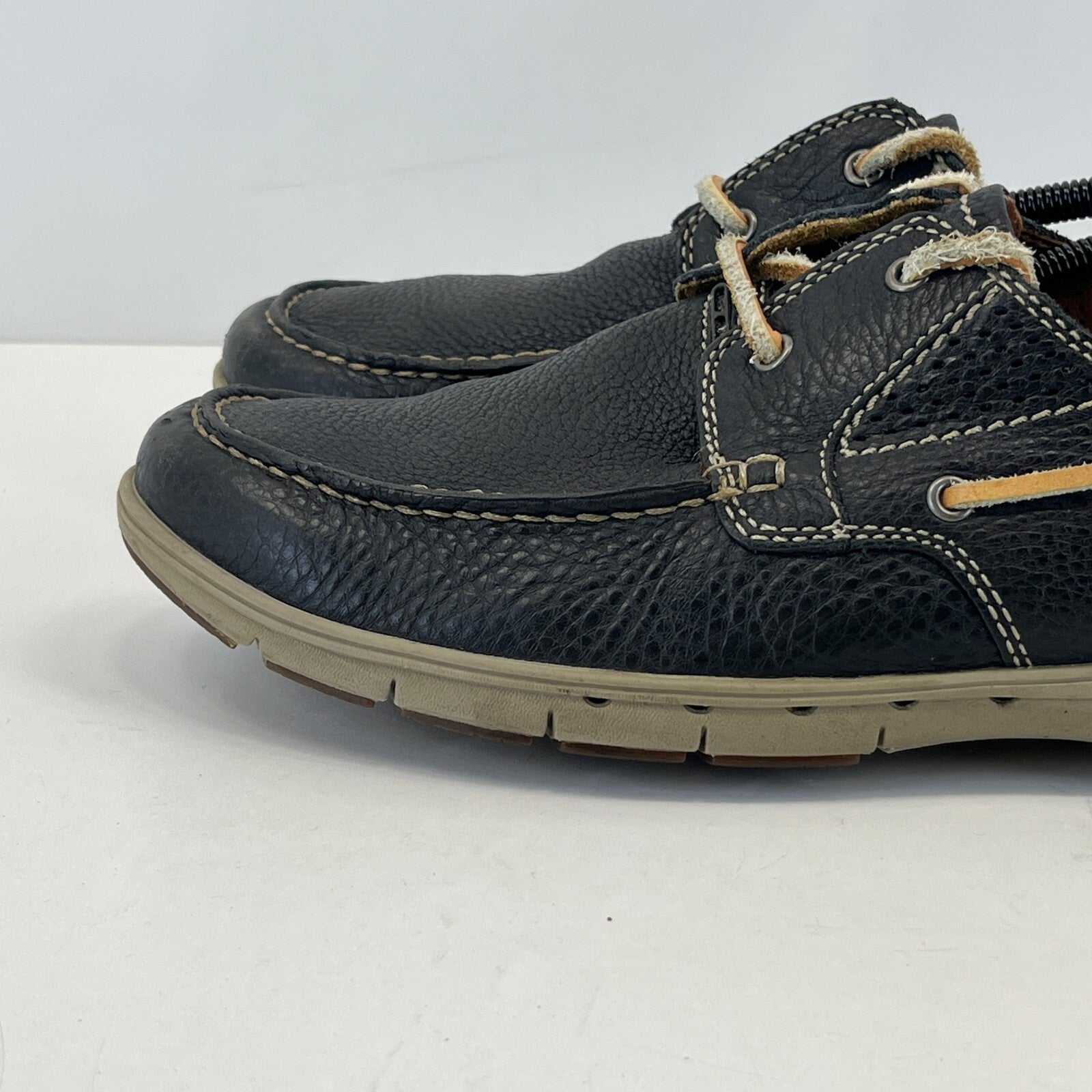 Clarks Unstructured Deck Shoes Mens Blue Soft Leather Nautical Boat UK 9.5 EU 44
