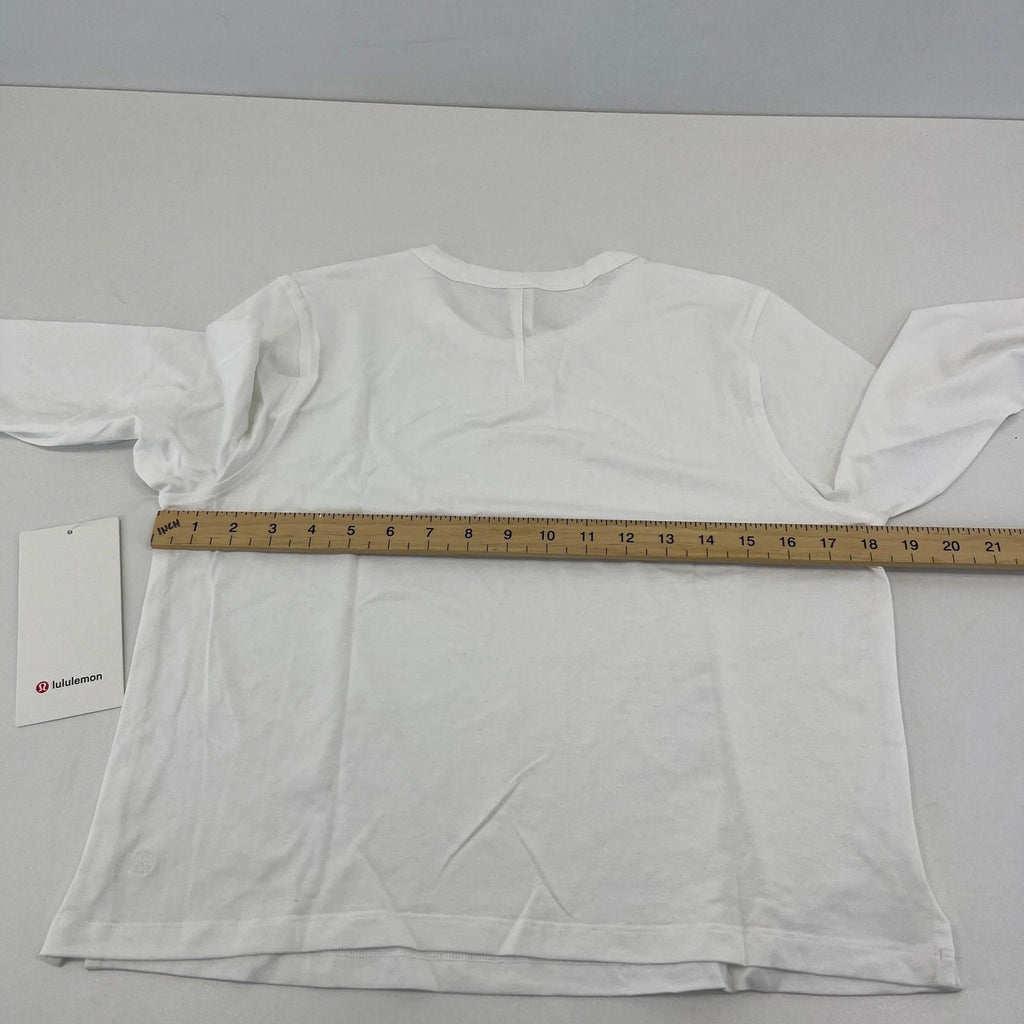 Lululemon Classic Fit Long Sleeve Cotton Blend Top T-Shirt White size UK 10 US 6