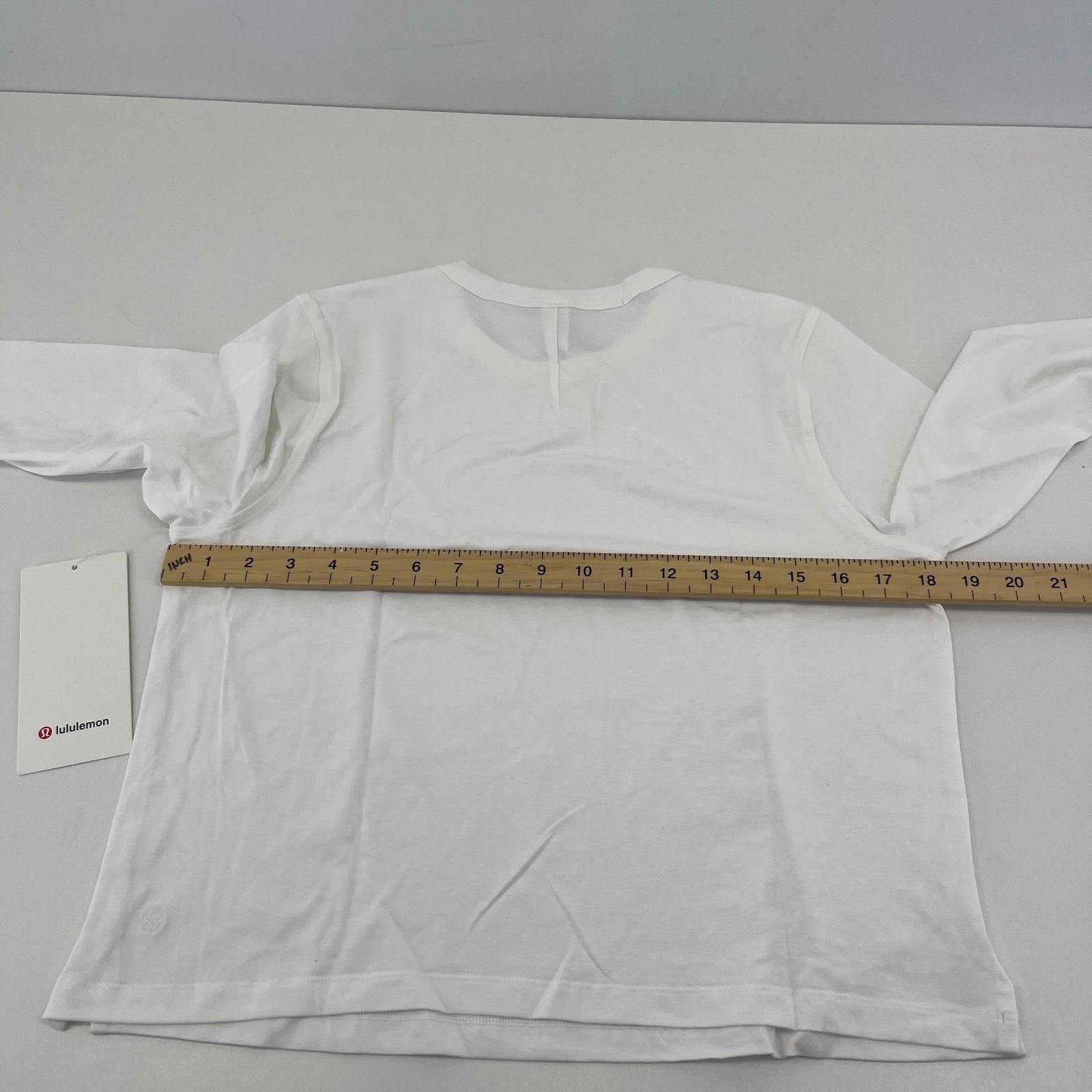 Lululemon Classic Fit Long Sleeve Cotton Blend Top T-Shirt White size UK 10 US 6