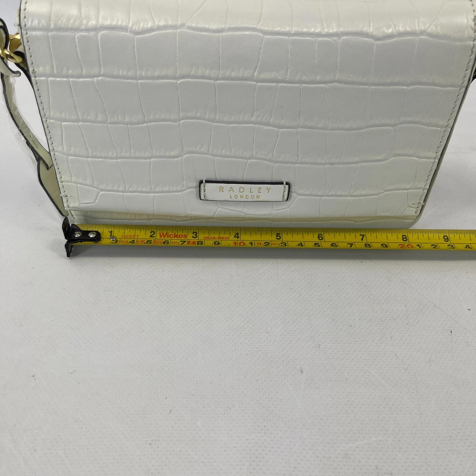 Genuine Radley Hanson Mews Handbag in White Faux Croc Small Flapover Crossbody