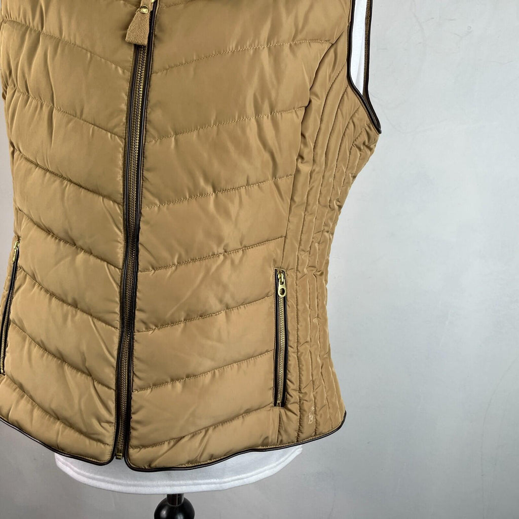Joules Warm Welcome Collection Quilted Gilet with Faux Fur Collar Brown size 20