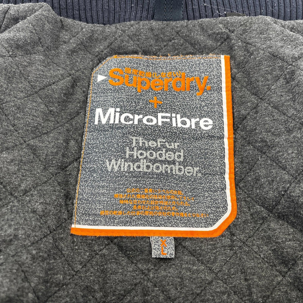 Superdry Microfibre  Windbomber Windbreaker Bomber Jacket size XL Navy Blue
