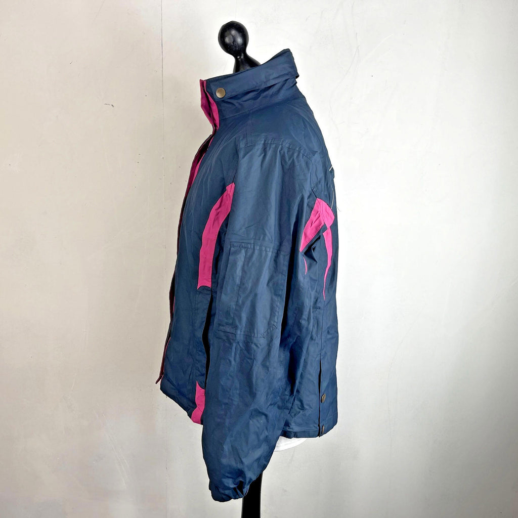 Joules Waterproof Hiking Jacket Raincoat Women’s Size 18 Navy Blue & Pink Coast