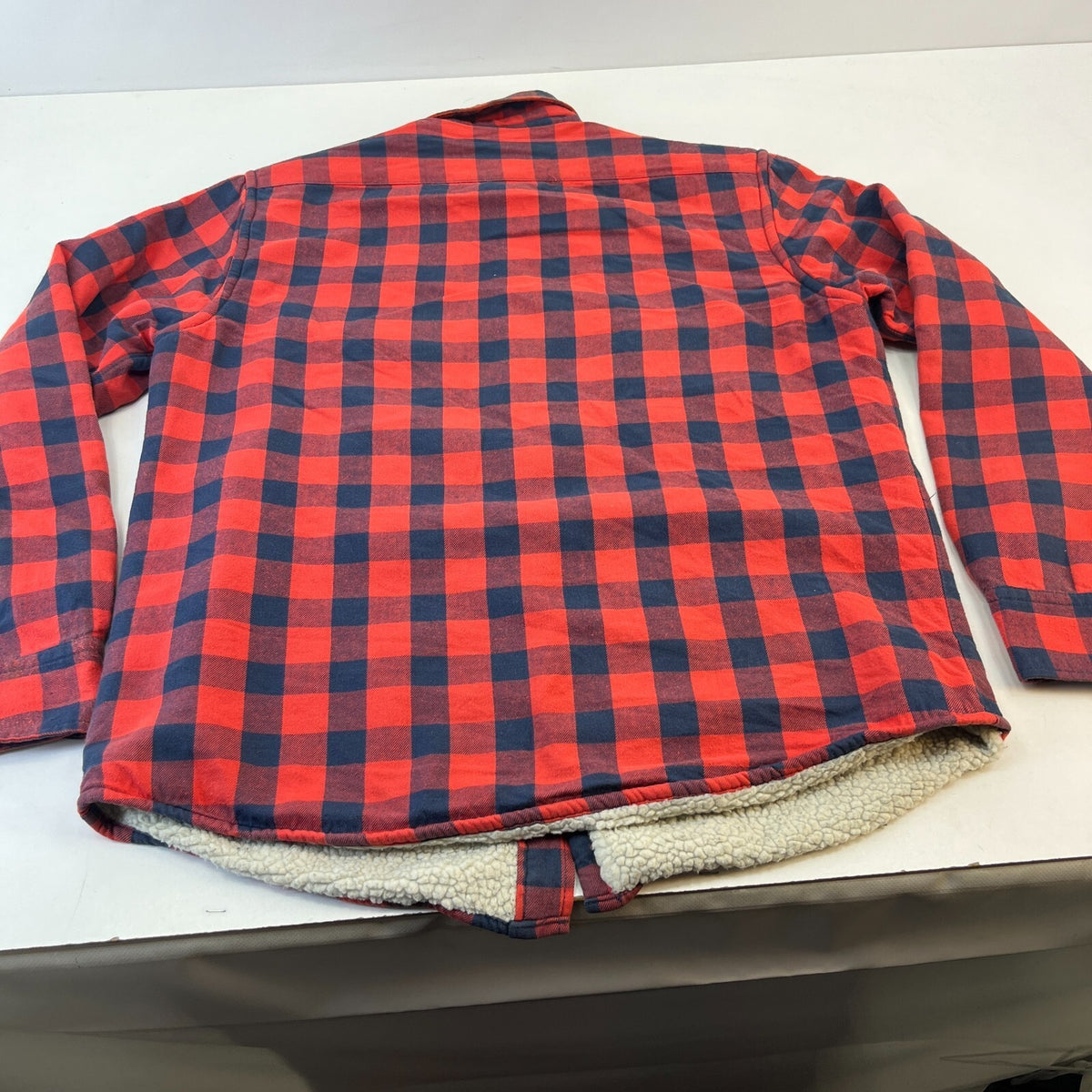 J Crew Men's Insulated Sherpa Lined Shacket Jacket Red Lumberjack Shirt size M
