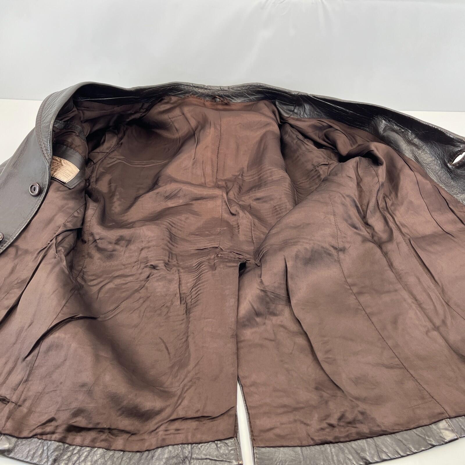 Vintage Made in London Dark Brown Leather Jacket Mid Length Retro size Large