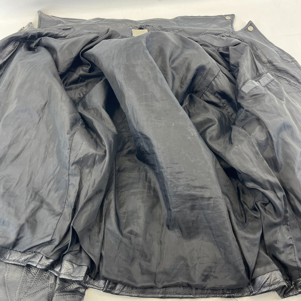 Flight Path Black Patchwork Leather Motorcycle Jacket Cruiser Biker size Large