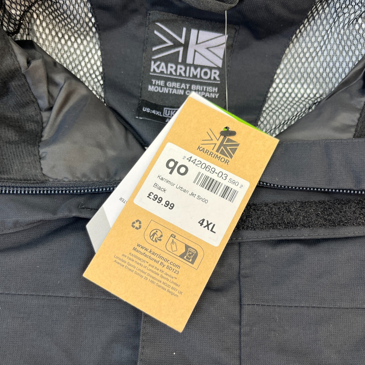 Karrimor Urban Men’s Black Waterproof Hooded Breathable Rain Jacket size 4XL