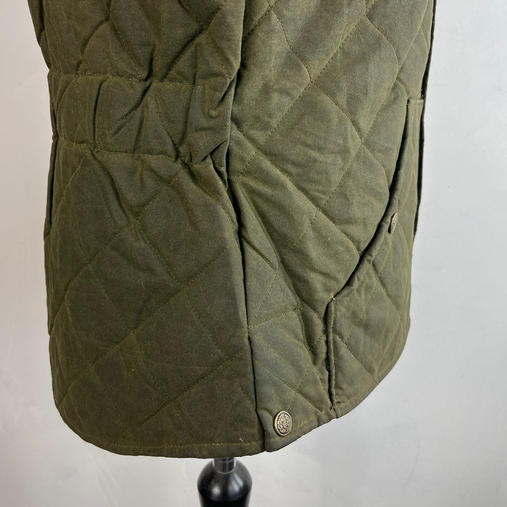 Argyll Women's Wax Waterproof Gilet Embroidered Vest in Green size Large - VGC