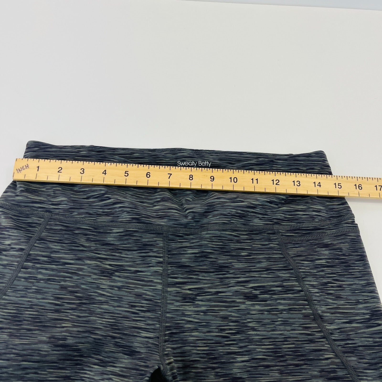 Sweaty Betty Power 7/8 Length Leggings UK L Grey/Green Micro Camo Print Gym Run