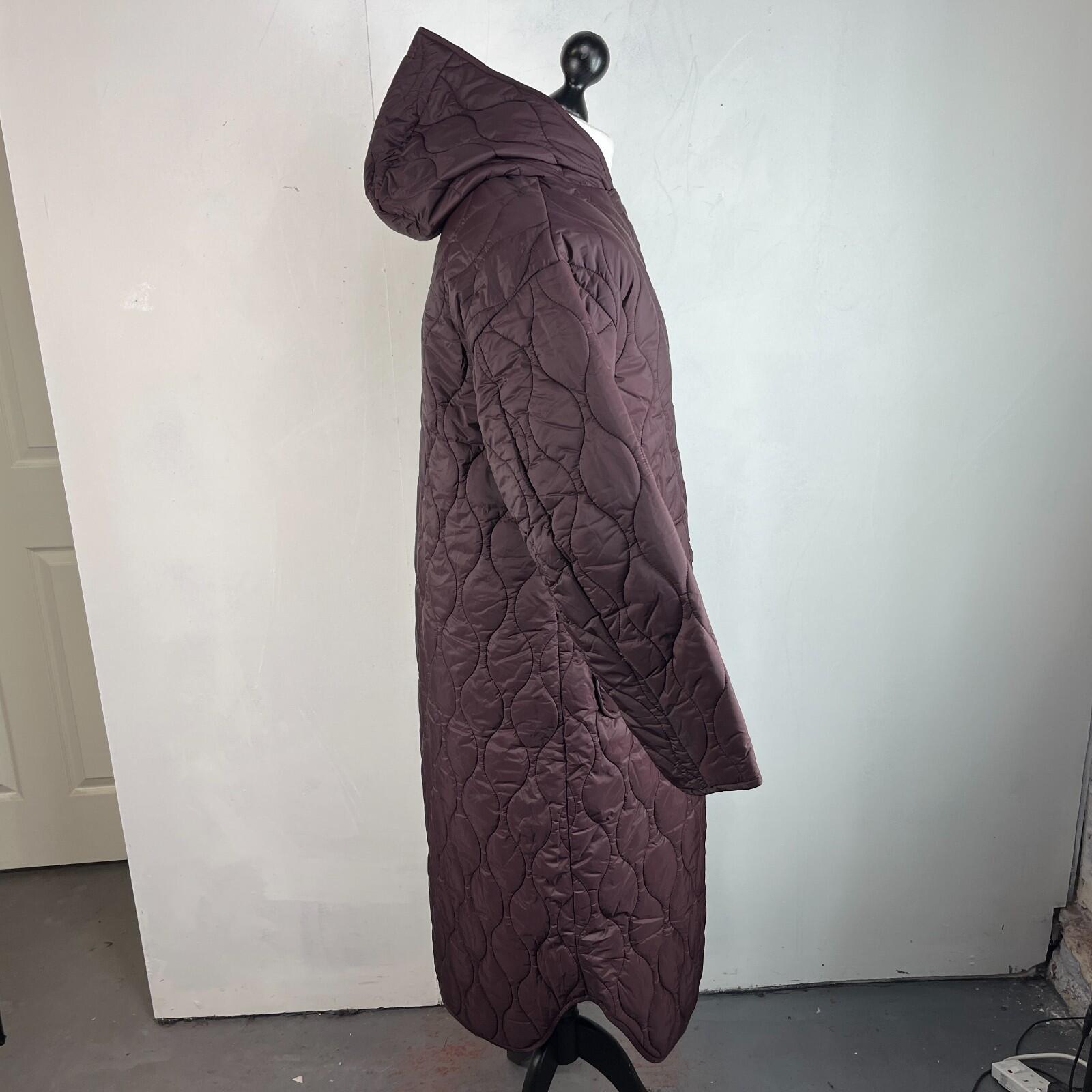 Sweaty Betty On The Move Longline Quilted Parka Coat in Sable Brown size M/12